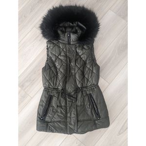 Michael Kors Puffer Vest with Faux Fur Removable Hood Size Small